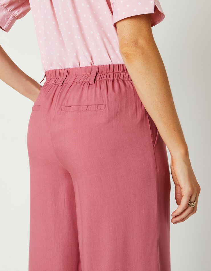Pantalon raccourci large uni (bois de rose) Pantalon raccourci large uni (bois de rose)