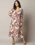 Robe longue col V, imprimé ikat (beige)
