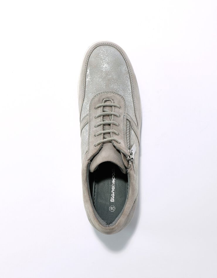 Baskets zippées compensées en cuir femme (gris clair) Baskets zippées compensées en cuir femme (gris clair)