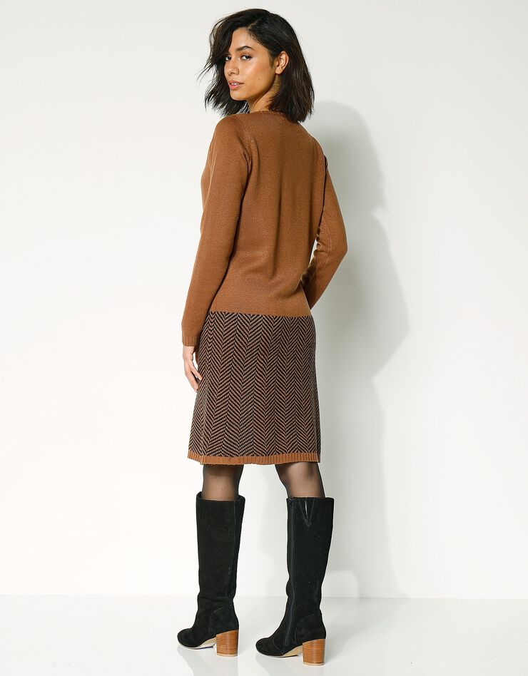 Robe pull, base jacquard (caramel / noir) Robe pull, base jacquard (caramel / noir)
