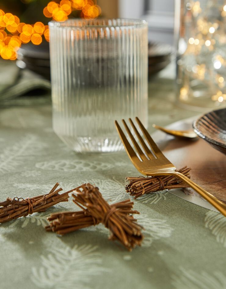 Nappe imprimée pommes de pin et branchages (eucalyptus)