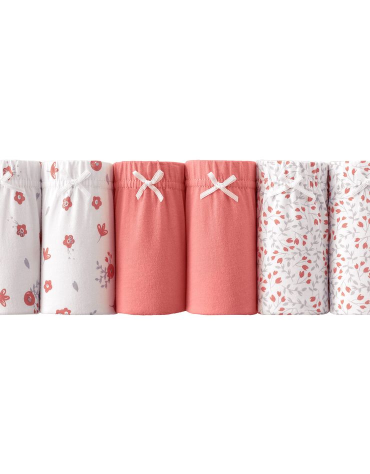 Culotte coton maxi imprimée fleurs - lot de 6 (abricot / ivoire) Culotte coton maxi imprimée fleurs - lot de 6 (abricot / ivoire)