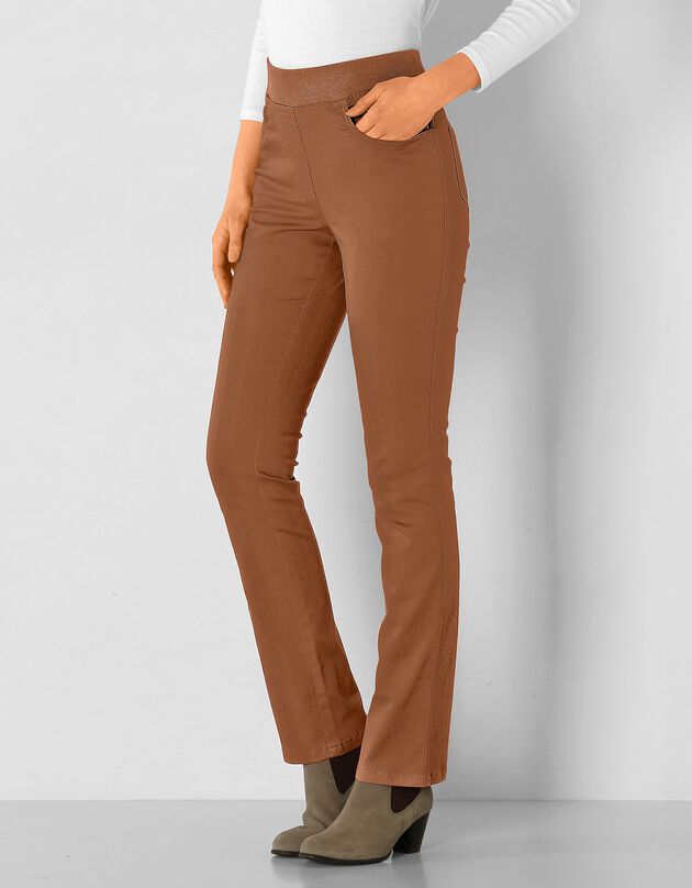 Pantalon droit ultra confort taille élastiquée (noisette) Pantalon droit ultra confort taille élastiquée (noisette)
