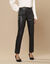 Pantalon fuselé 7/8ème, aspect cuir** (noir)