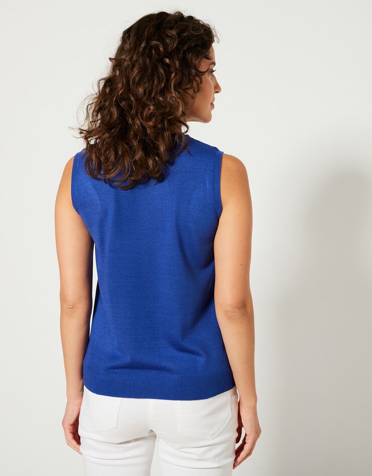 Pull sans manches toucher cachemire (bleu dur) Pull sans manches toucher cachemire (bleu dur)