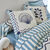 Linge de lit Marinette en coton imprim&eacute; (bleu)
