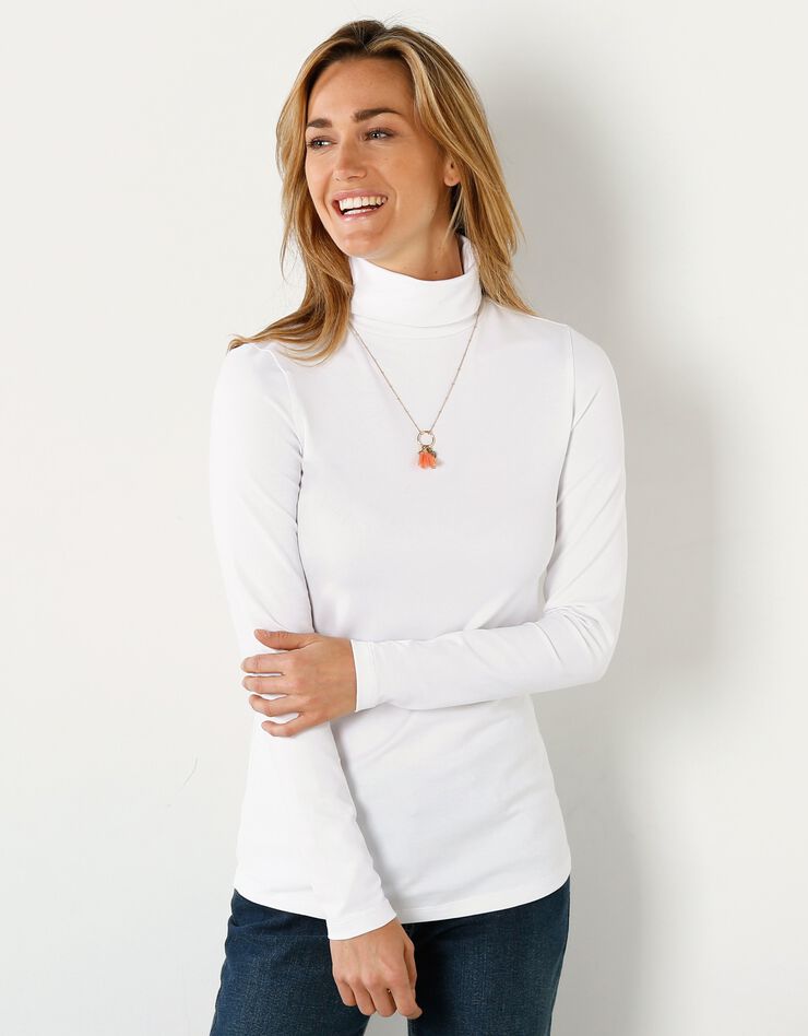 Sous-pull col montant uni (blanc cassé)