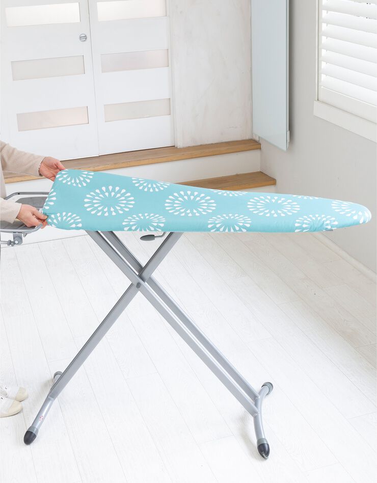 Housse repassage bi-extensible thème floral (bleu)