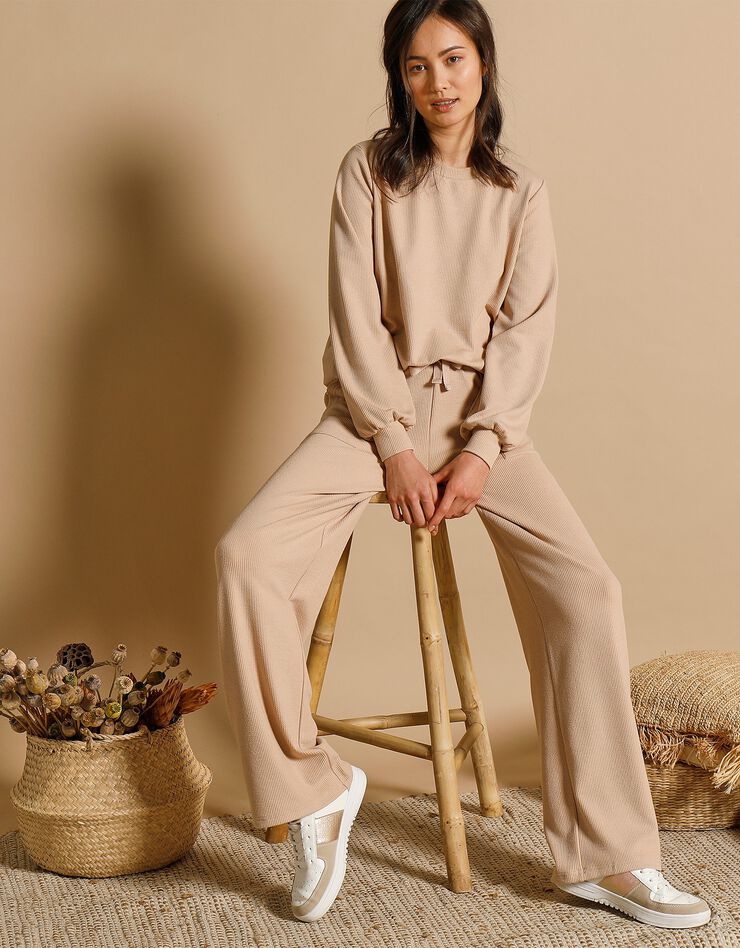 Pantalon large maille côtelée (noisette) Pantalon large maille côtelée (noisette)