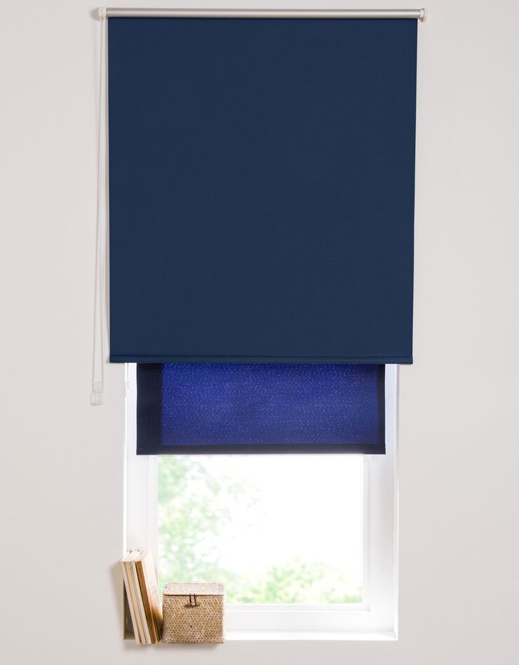 Store enrouleur occultant uni à clipser (bleu marine)