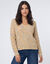 Pull col V volume loose, maille anglaise moulin&eacute;e (naturel)