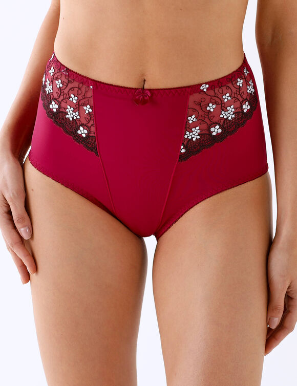 Gainette microfibre tulle brod&eacute; Caminata (cerise)