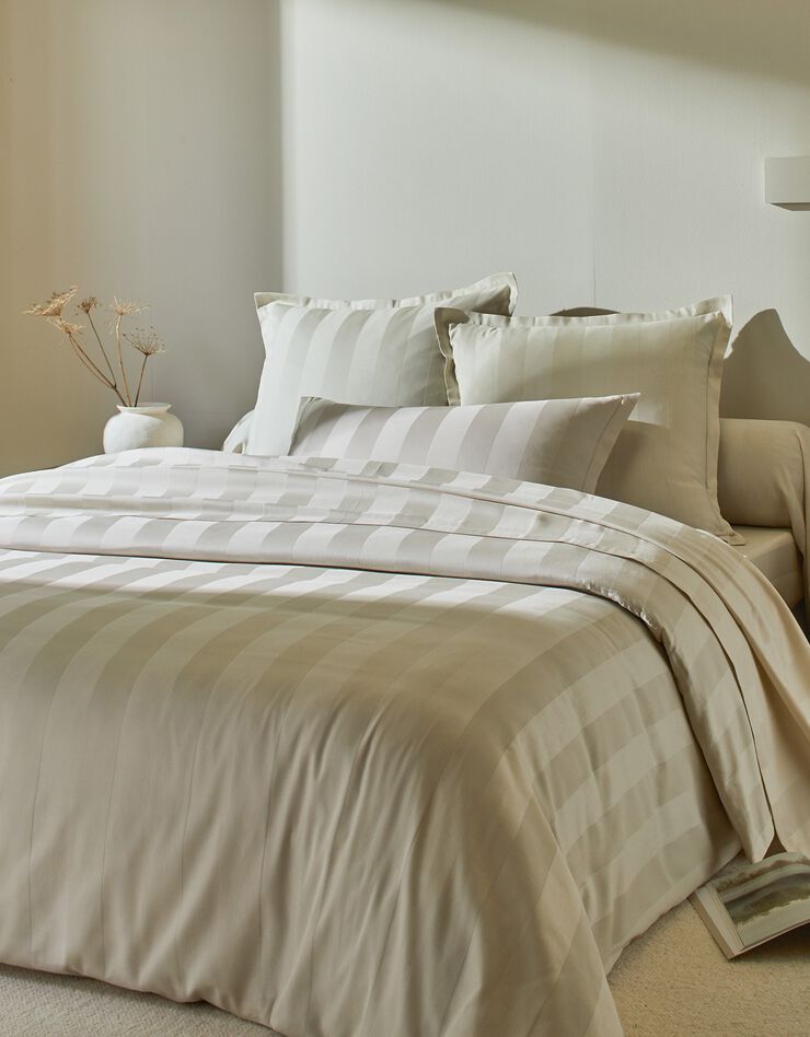 Linge de lit satin rayé (beige clair)