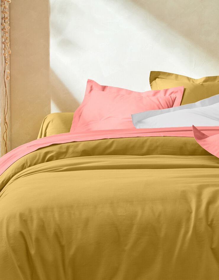 Linge de lit uni polyester-coton Colombine (corail)