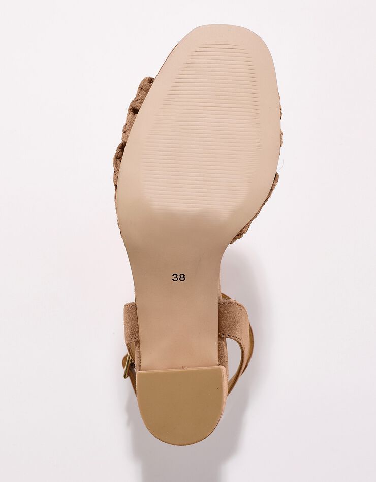 Sandales à brides en cuir tressé à talon (caramel) Sandales à brides en cuir tressé à talon (caramel)