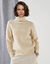 Pull col roul&eacute; en maille fantaisie (&eacute;cru)