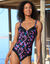 Maillot de bain 1 pièce avec armatures flexibles imprimé Lokia (noir / fuchsia)