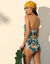 Maillot de bain 1 pièce bustier Omaja, brassière intégrée (écru / émeraude)