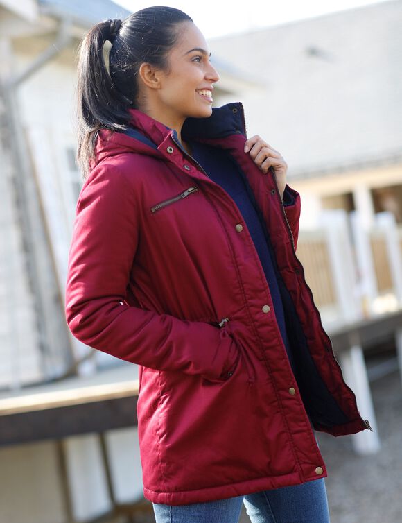 Parka d?�perlante doubl?�e maille polaire, prune | Blancheporte