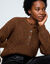 Pull loose col tunisien boutonn&eacute;, maille anglaise fils brillants (marron)