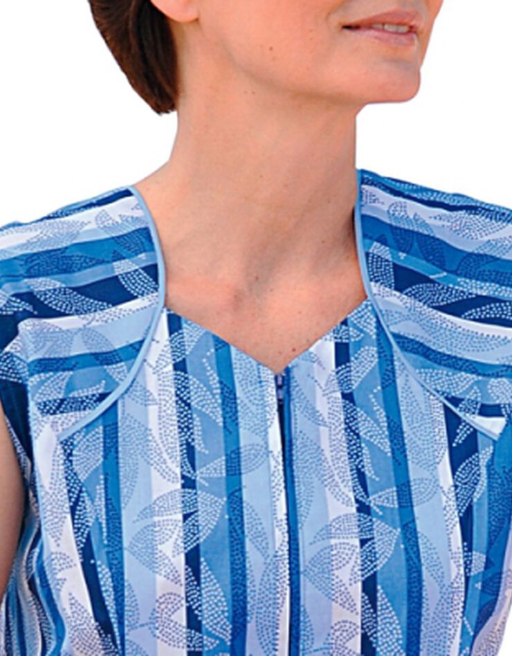 Tablier imprimé zippé sans manches (bleu imprimé) Tablier imprimé zippé sans manches (bleu imprimé)