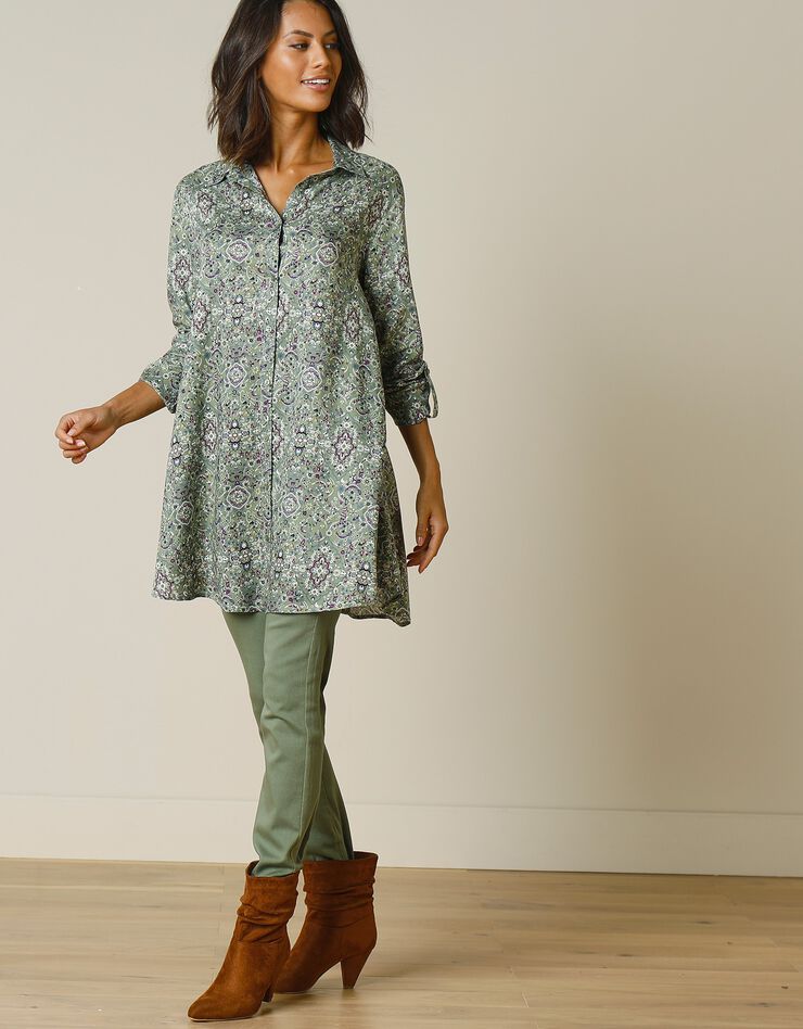 Tunique imprimée cachemire col chemise (tilleul) Tunique imprimée cachemire col chemise (tilleul)