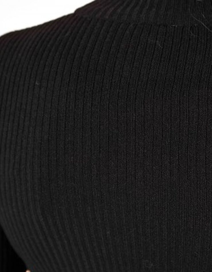 Pull col montant court, maille côtelée (noir) Pull col montant court, maille côtelée (noir)