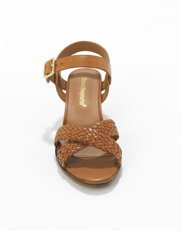 Sandales à talon à brides en cuir tressé - caramel (caramel)