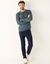 Pull fin col polo zippé broderie poitrine (bleu acier)