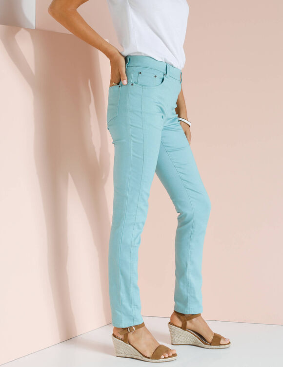 Pantalon stretch coutures affinantes (céladon)