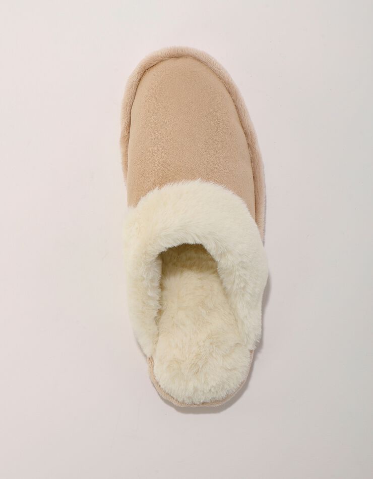 Mules fourrrées dessus effet suédine (beige) Mules fourrrées dessus effet suédine (beige)