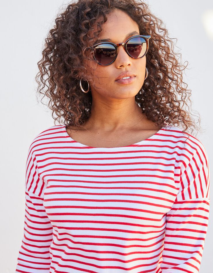 Tee-shirt marinière col bateau (blanc / rouge)