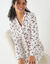 Pyjama col tailleur imprimé houx  (écru / cerise)