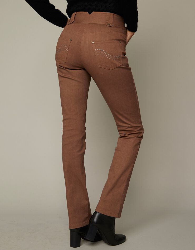 Pantalon droit taille haute effet denim - petite stature (noisette) Pantalon droit taille haute effet denim - petite stature (noisette)