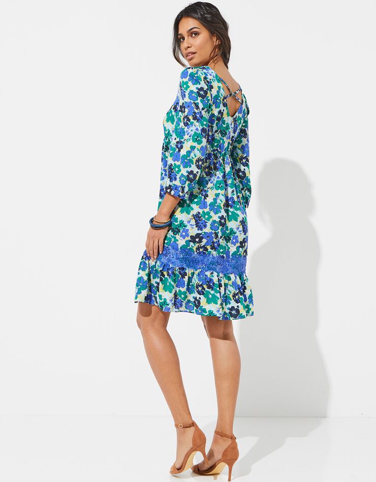 Robe dos croisé imprimée (vert / bleu) Robe dos croisé imprimée (vert / bleu)