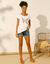 T-shirt imprimé placé "papillon" (blanc)
