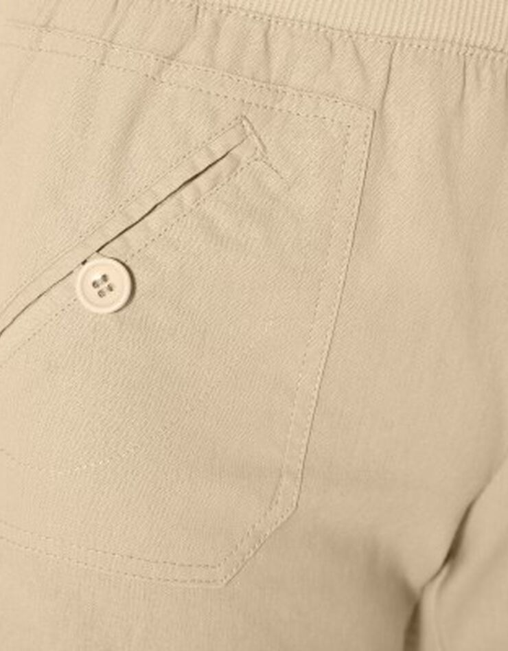 Short coupe droite taille élastiquée, lin coton (naturel) Short coupe droite taille élastiquée, lin coton (naturel)