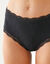 Culotte coton et dentelle stretch forme midi taille haute - lot de 3 (noir)