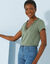T-shirt col V dentelle (kaki)