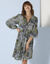 Robe évasée à volant, imprimé (bleu vert)