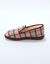Charentaises fourr&eacute;es laine, motif carreaux (rose)