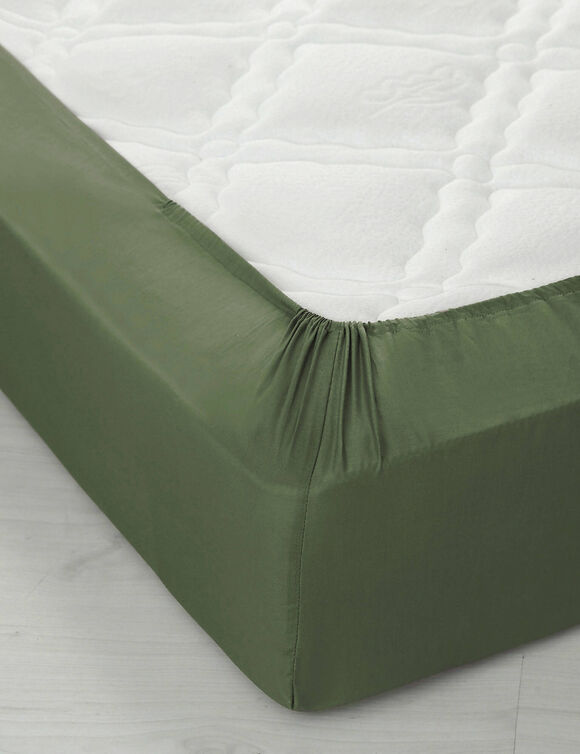 Drap-housse uni coton grands 57 fils/cm&sup2; - bonnet 40 cm (eucalyptus)
