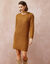Robe-pull chinée manches longues, épaule boutonnée (havane chiné)