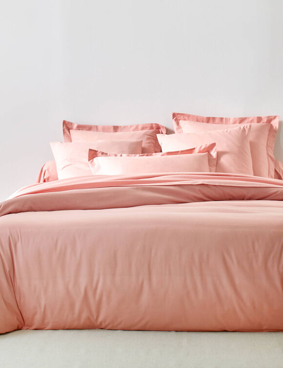 Linge de lit uni coton (rose)