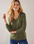 Pull col V, toucher doux (kaki)
