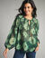 Blouse en voile, imprimée (noir / vert)