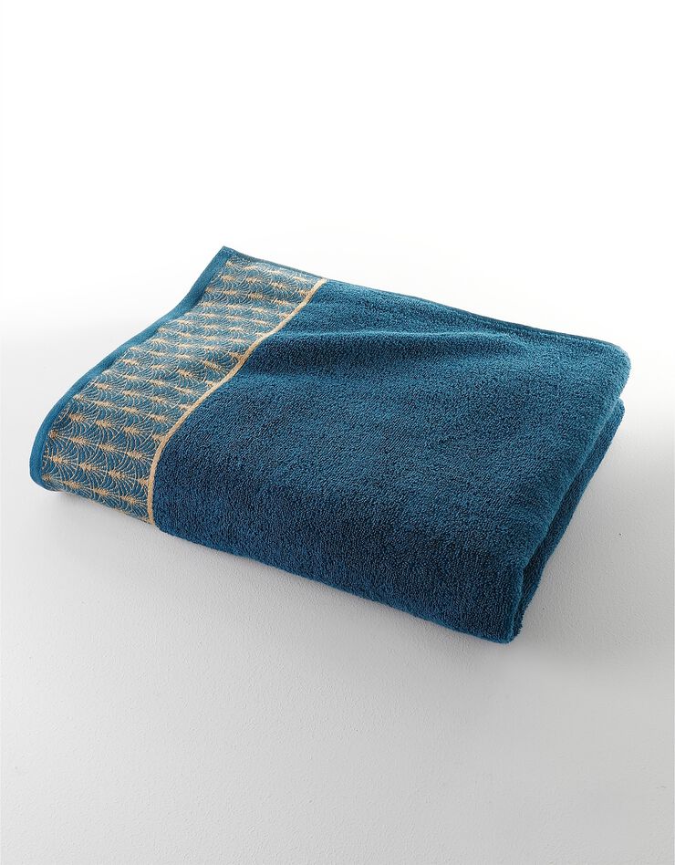 Éponge coton tissé "arches" - 420g/m² (bleu paon) Éponge coton tissé "arches" - 420g/m² (bleu paon)