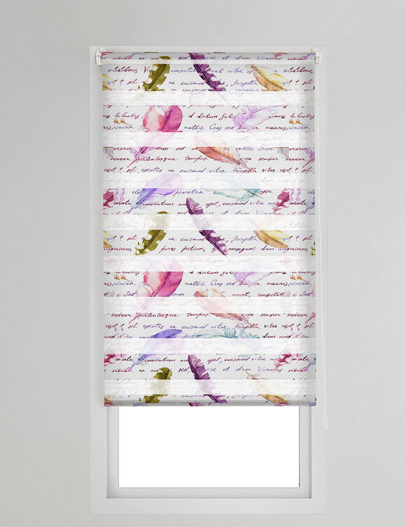 Store jour/nuit motif plumes (violet)