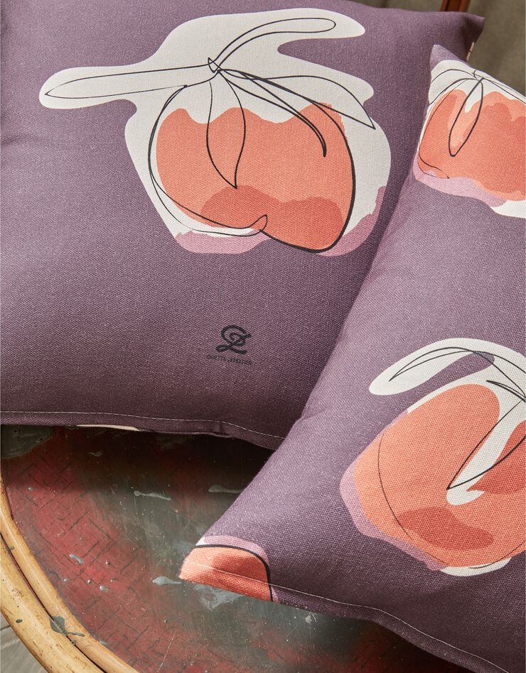 Housse de coussin, collection "Odette Lepeltier" - lot de 2 (prune / terracotta)