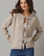 Gilet à nouettes manches longues, laine mélangée (beige)
